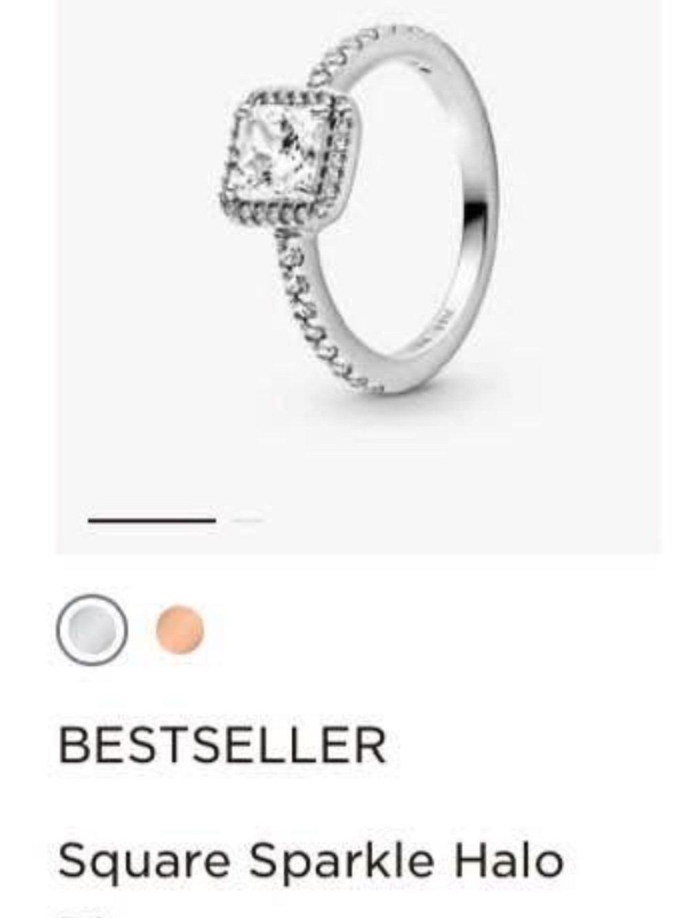 Pandora Silver Square Sparkle Halo Ring with Clear Stones